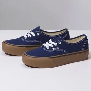 Vans Authentic Platform Gum Medieval Blue/Gum Women's Skate Shoes Size 7.5